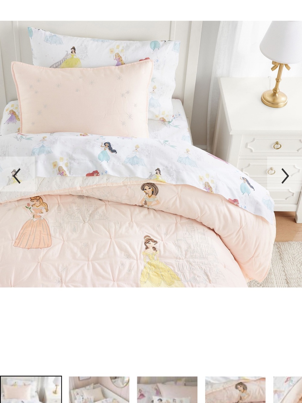Pottery barn kids Disney princess castles quilt and 2 shams
